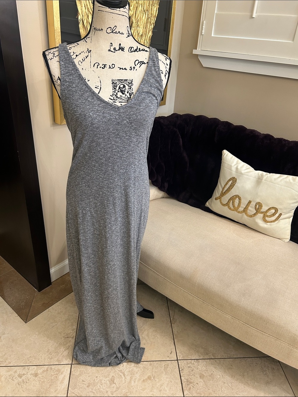 Express Sleeveless Heather Gray Maxi Dress